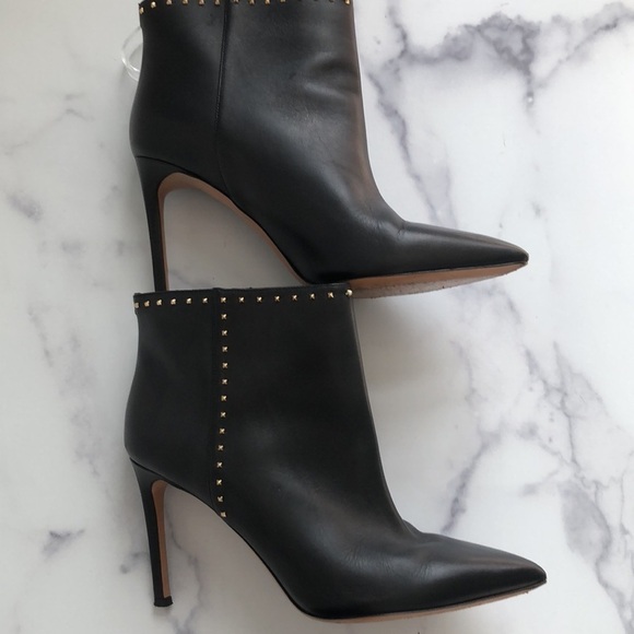 Valentino Garavani Rockstud Leather Heeled Ankle Booties Blk EU 39/ US Size 9 - Picture 5 of 16